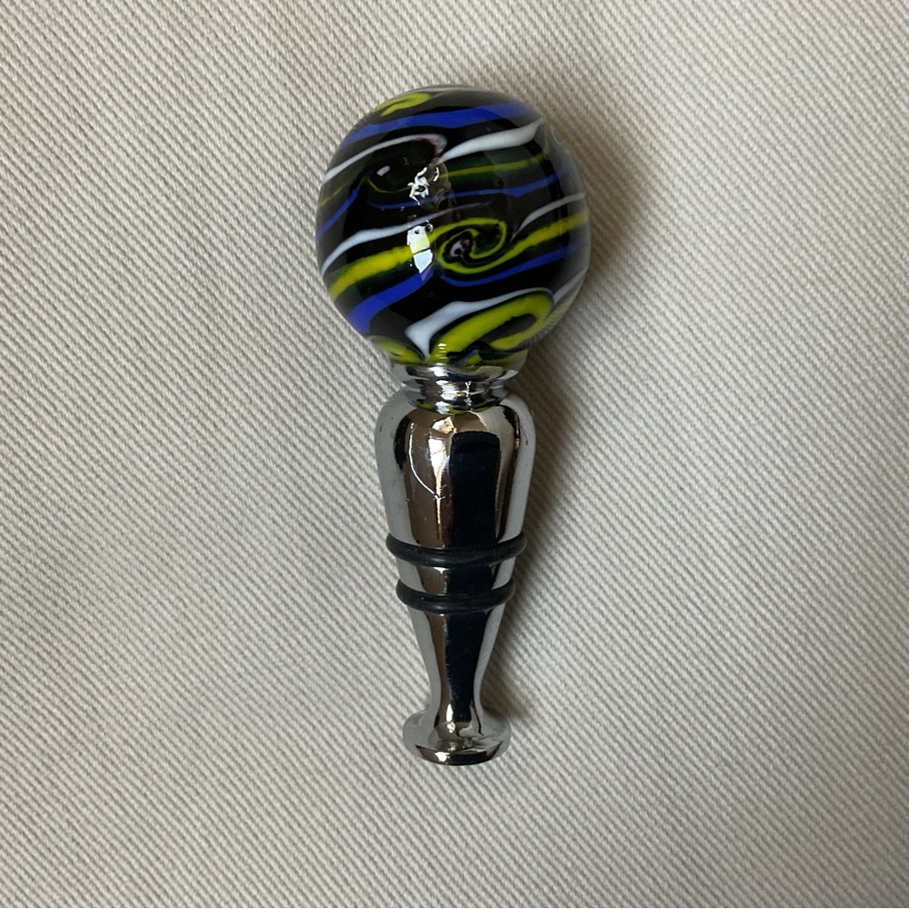 Murano Blown Glass Wine Bottle Stopper w Gift Box  VTG Italy NIB
